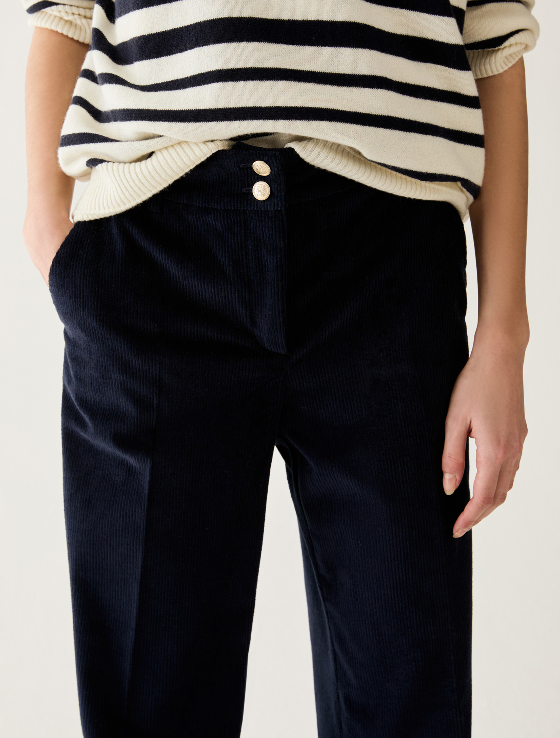 Tailored corduroy trousers - NAVY - Pennyblack - 4