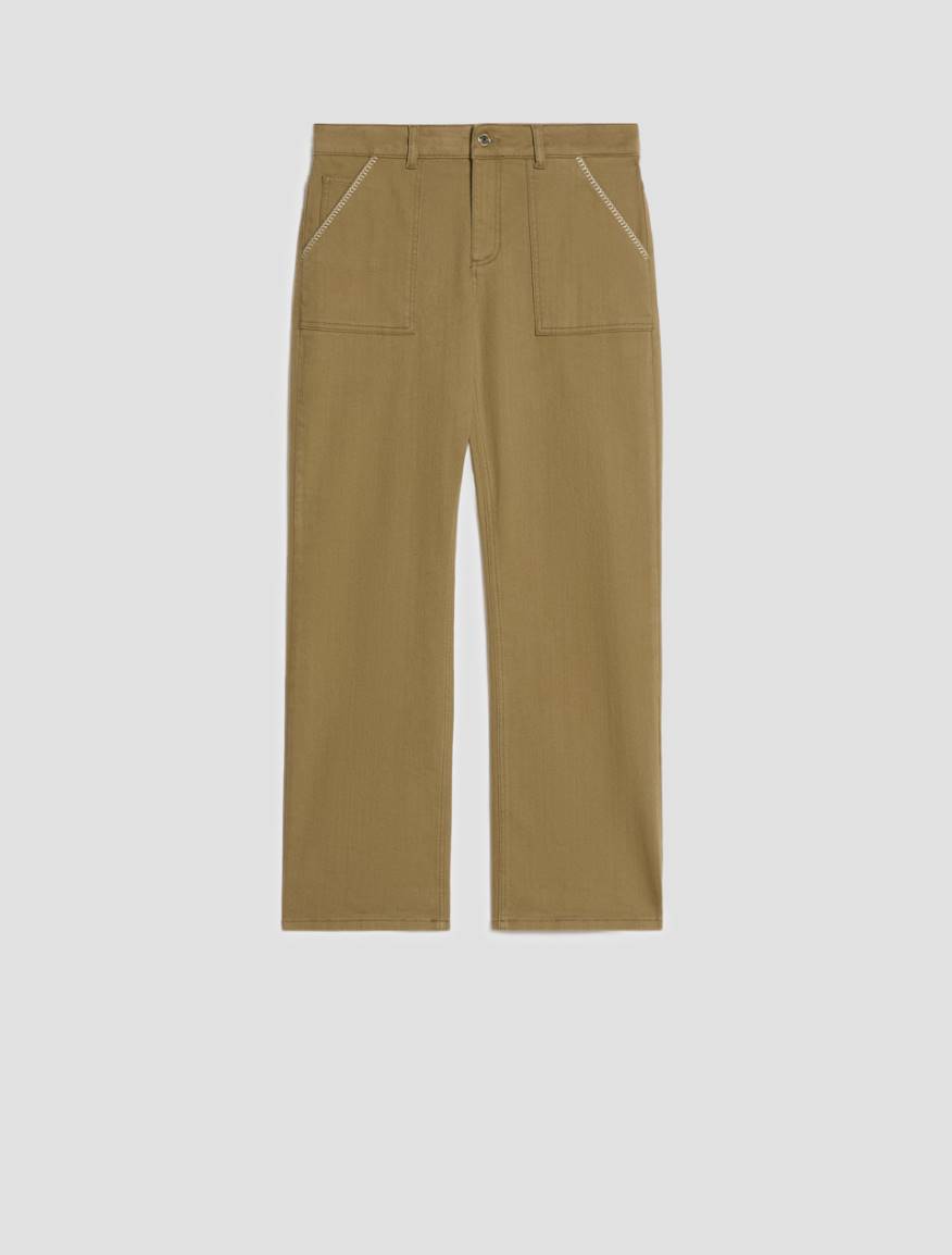 Embroidered straight-leg trousers - KAKI - Pennyblack - 2