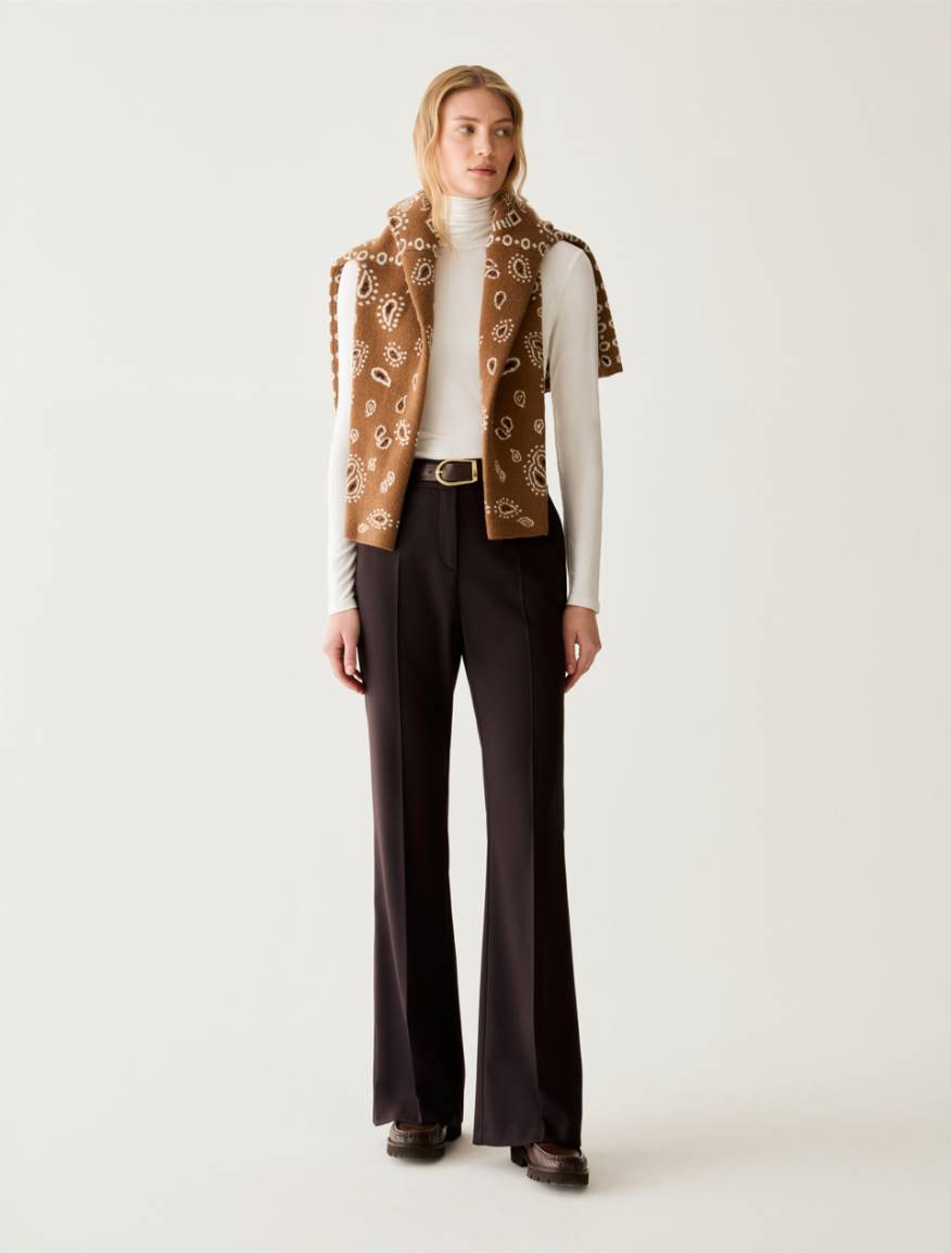 Tailored flare-cut trousers - DARK BOWN - Pennyblack