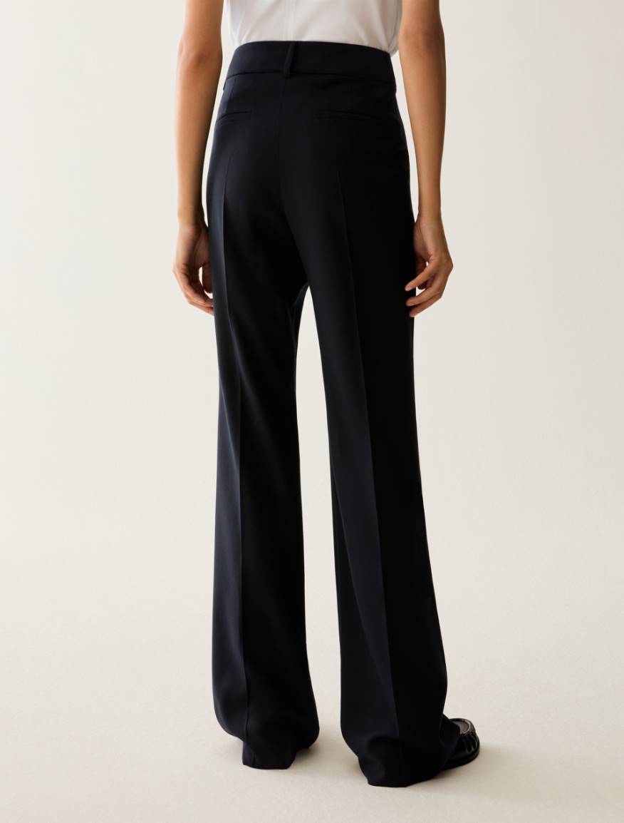 Tailored flare-cut trousers - NAVY - Pennyblack - 3