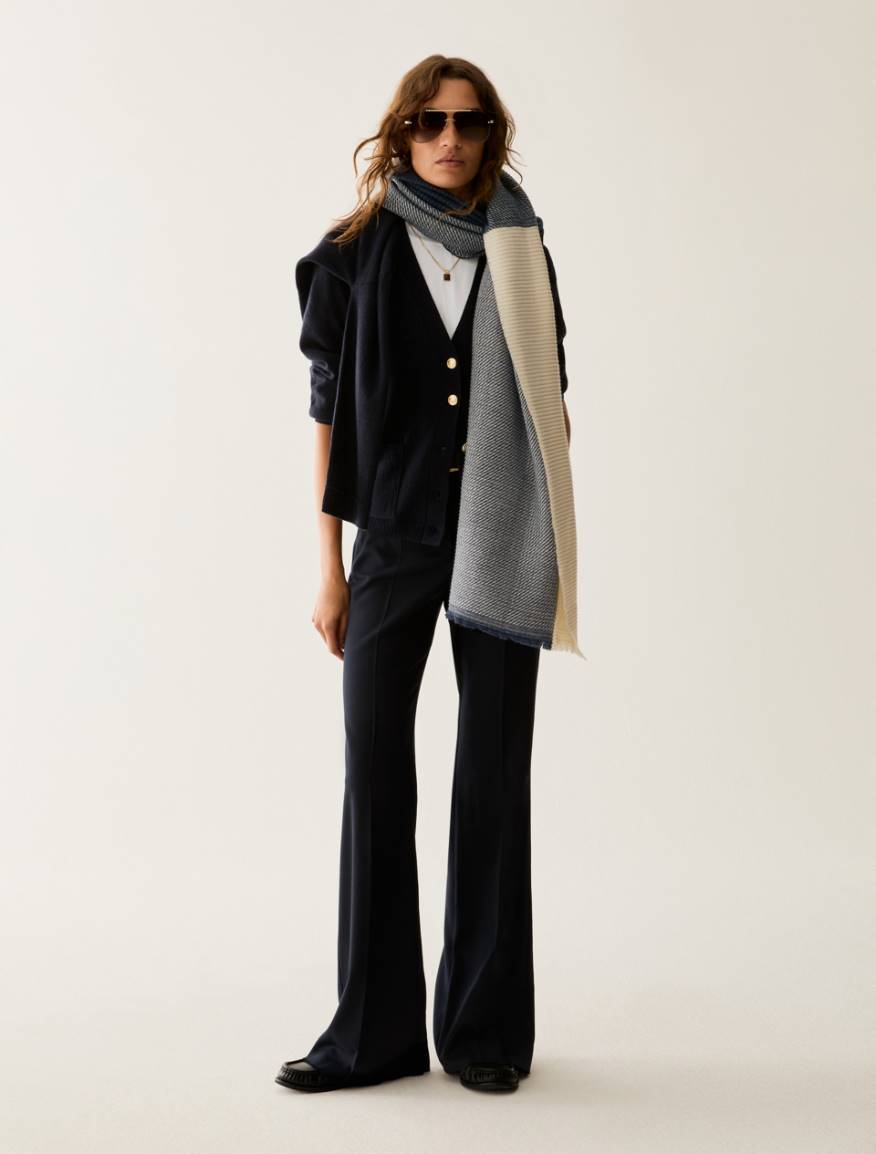Tailored flare-cut trousers - NAVY - Pennyblack - 5