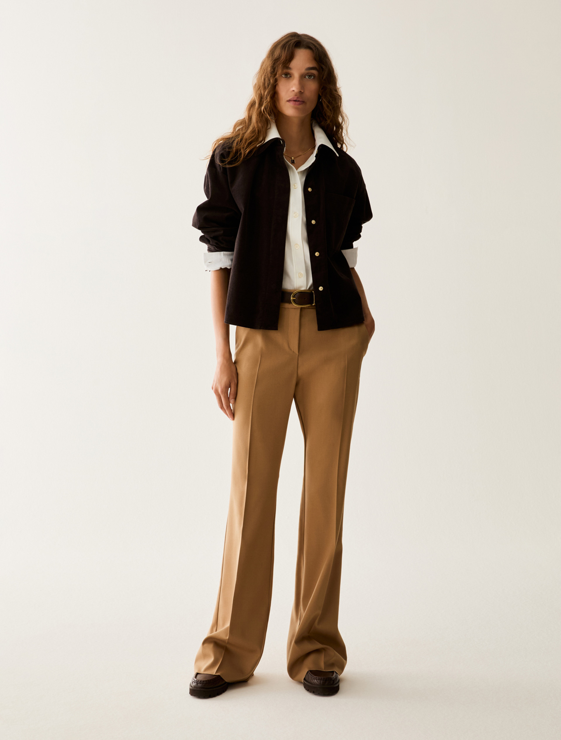 Tailored flare-cut trousers - CAMEL - Pennyblack - 1