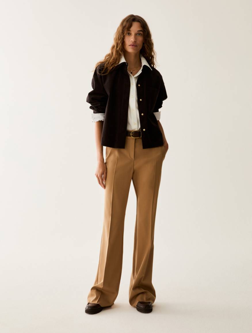 Tailored flare-cut trousers - CAMEL - Pennyblack