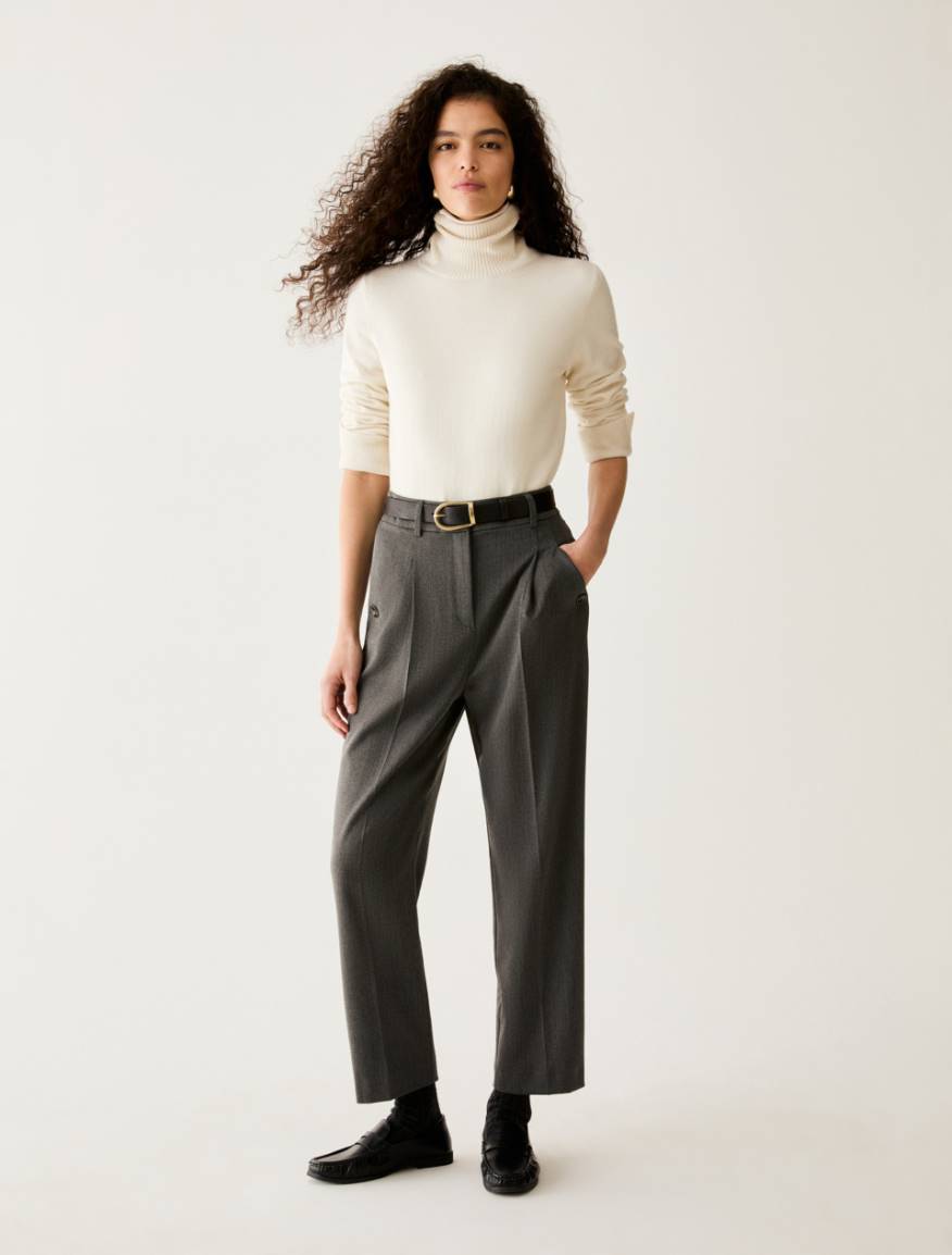Tailored carrot-cut trousers - GREY - Pennyblack