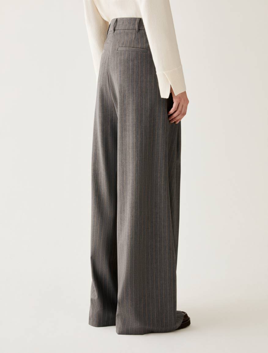 Wide-leg pinstripe trousers - GREY - Pennyblack - 3