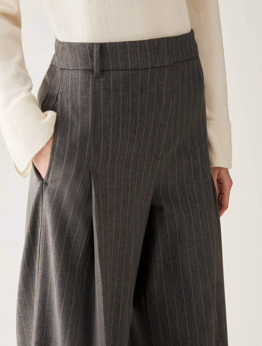 Wide-leg pinstripe trousers - GREY - Pennyblack - 4
