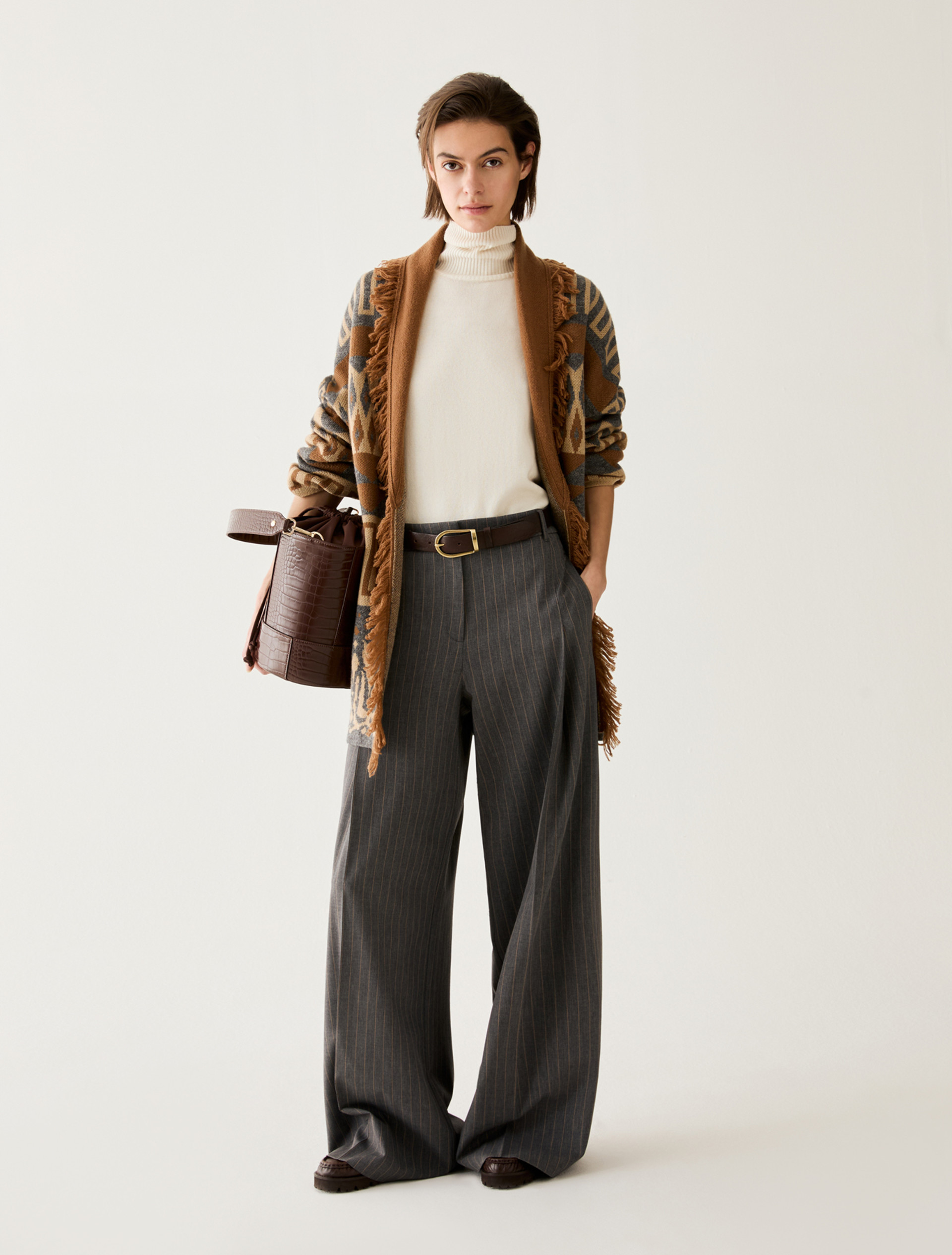 Wide-leg pinstripe trousers - GREY - Pennyblack - 5