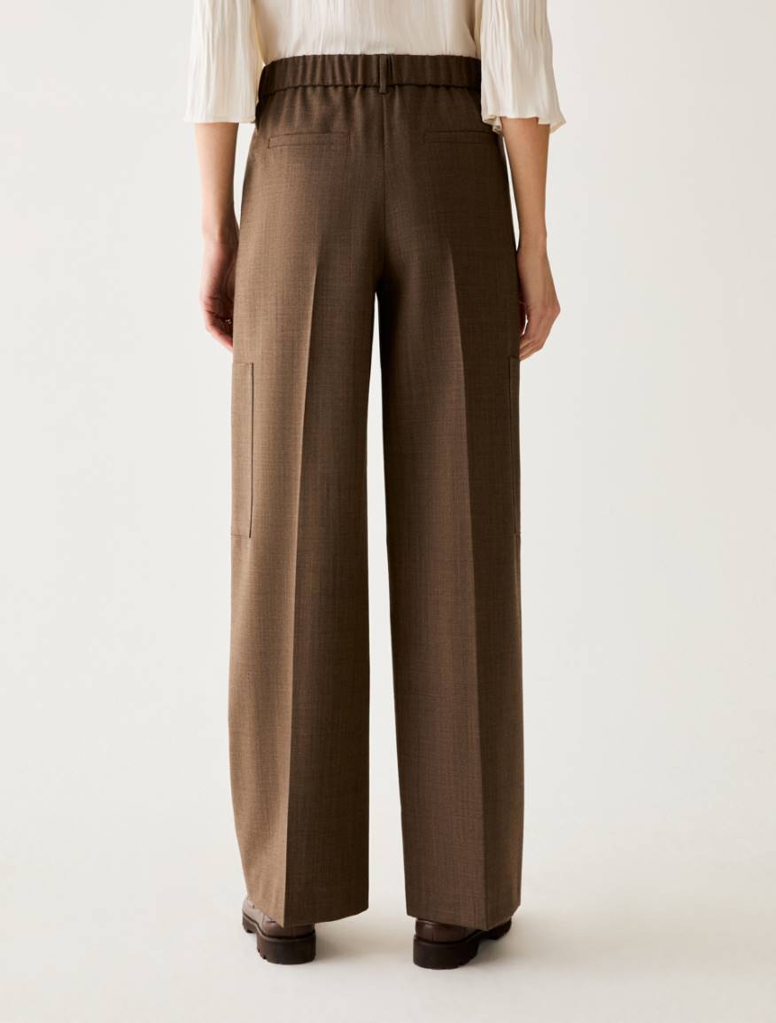 Pure wool cargo trousers - BROWN - Pennyblack - 3