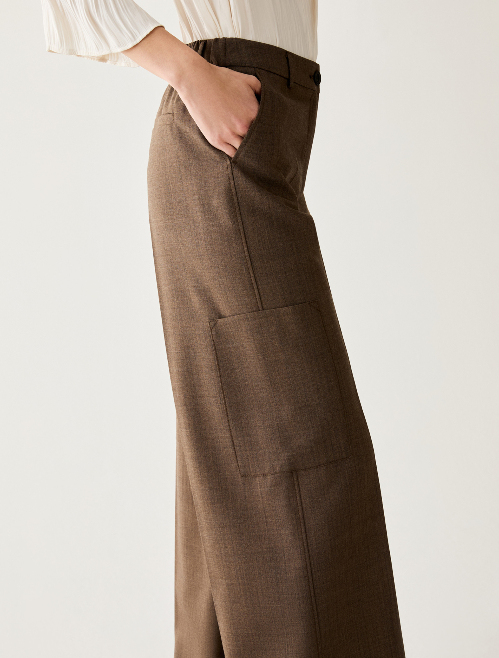 Pure wool cargo trousers - BROWN - Pennyblack - 4
