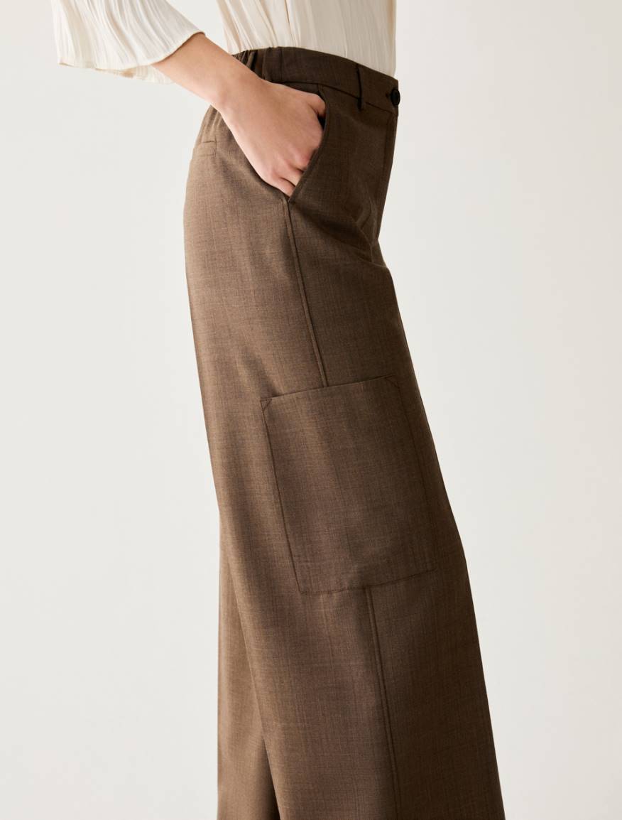 Pure wool cargo trousers - BROWN - Pennyblack - 4