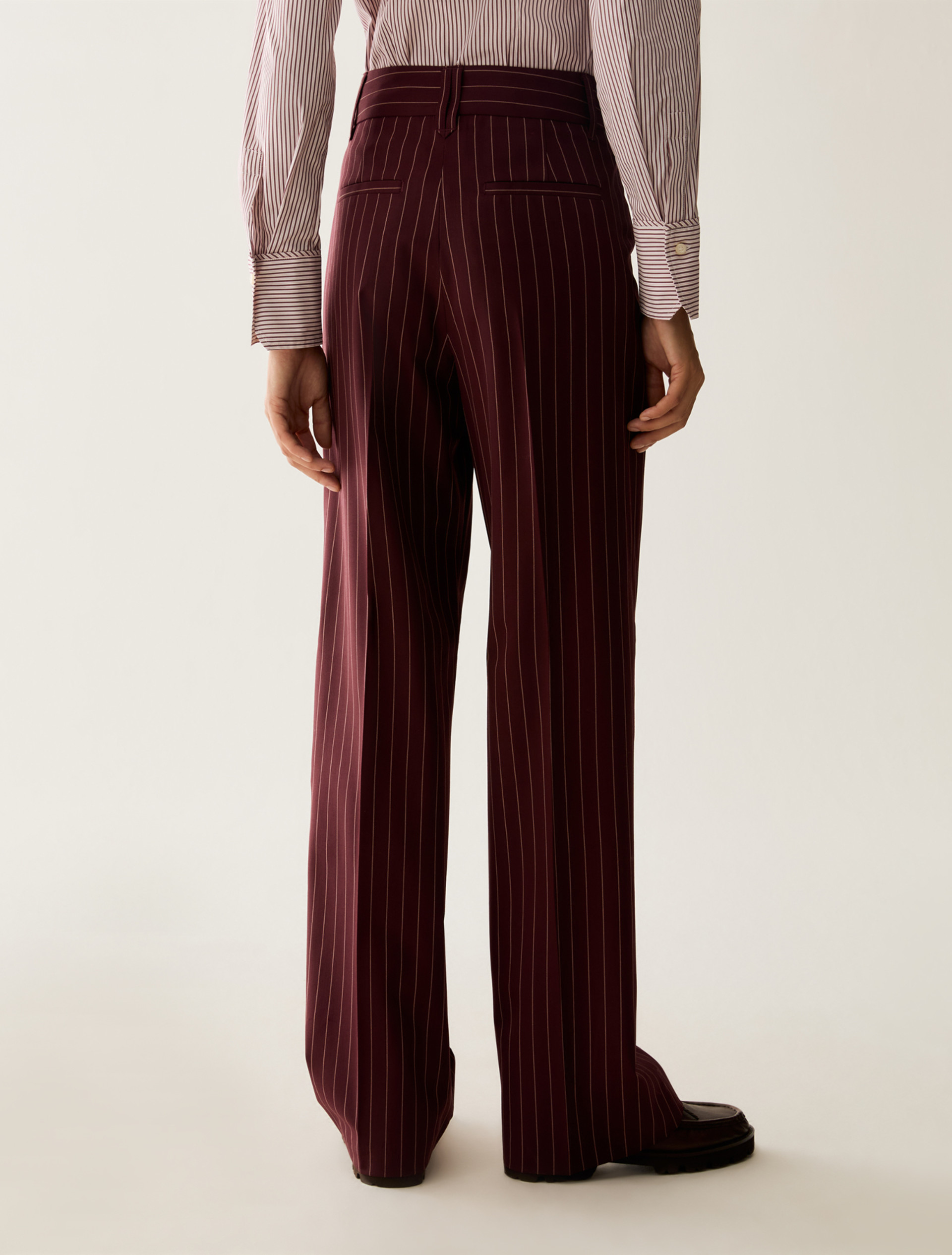 Pinstripe straight-leg trousers - BORDEAUX - Pennyblack - 3