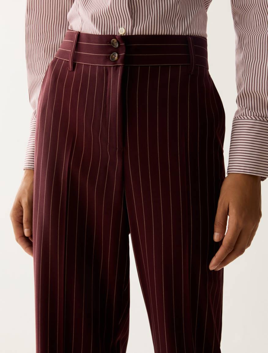 Pinstripe straight-leg trousers - BORDEAUX - Pennyblack - 4