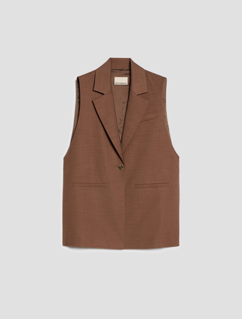 Single-breasted waistcoat with slits - TOBACCO BROWN - pennyblack