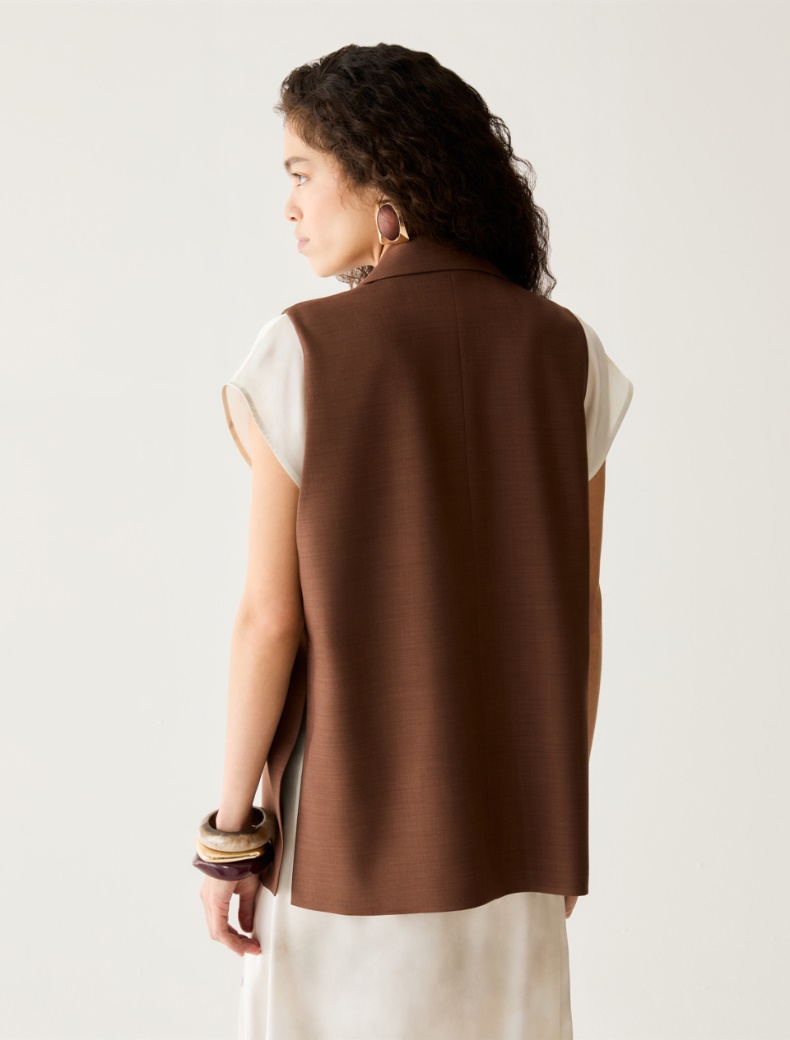 Single-breasted waistcoat with slits - TOBACCO BROWN - pennyblack
