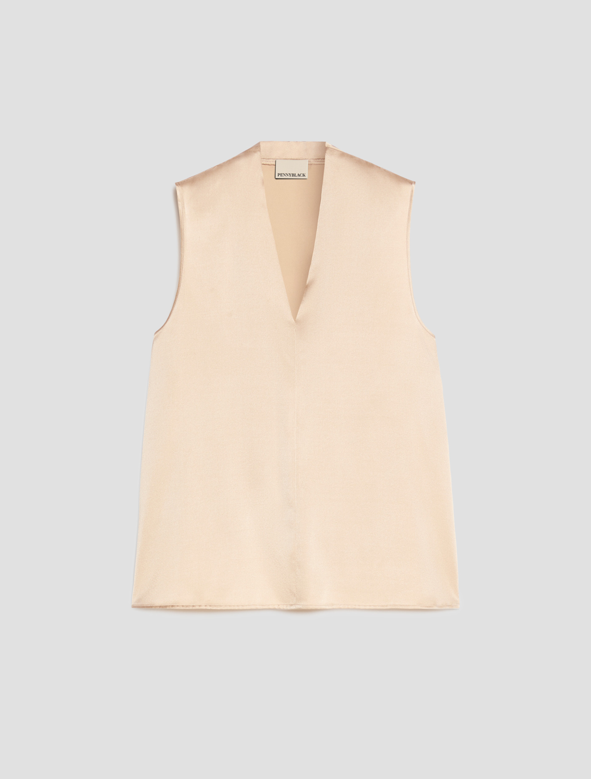 Stretch silk satin top - ALMOND - pennyblack