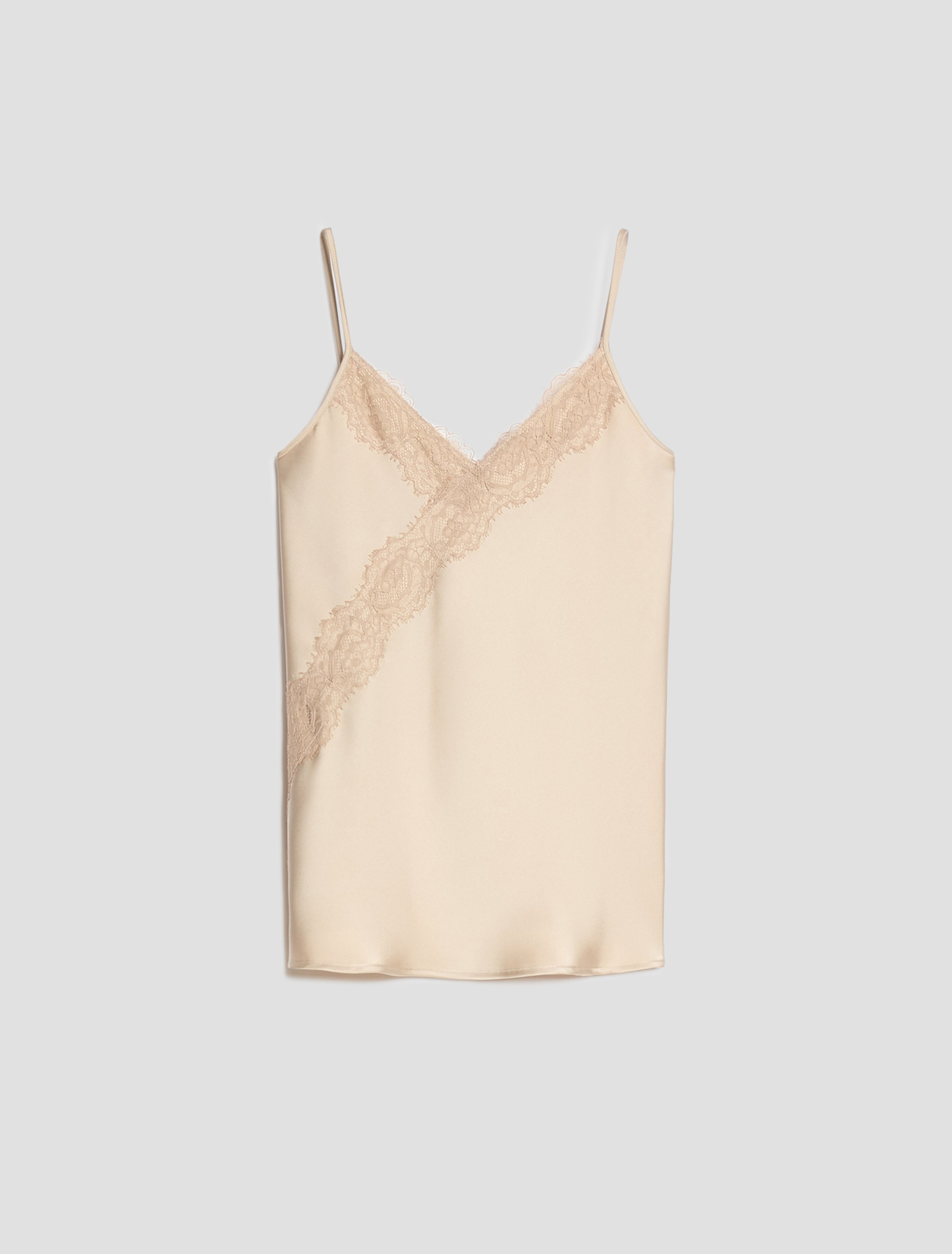 Lace-detail satin top - NATURAL - Pennyblack - 2