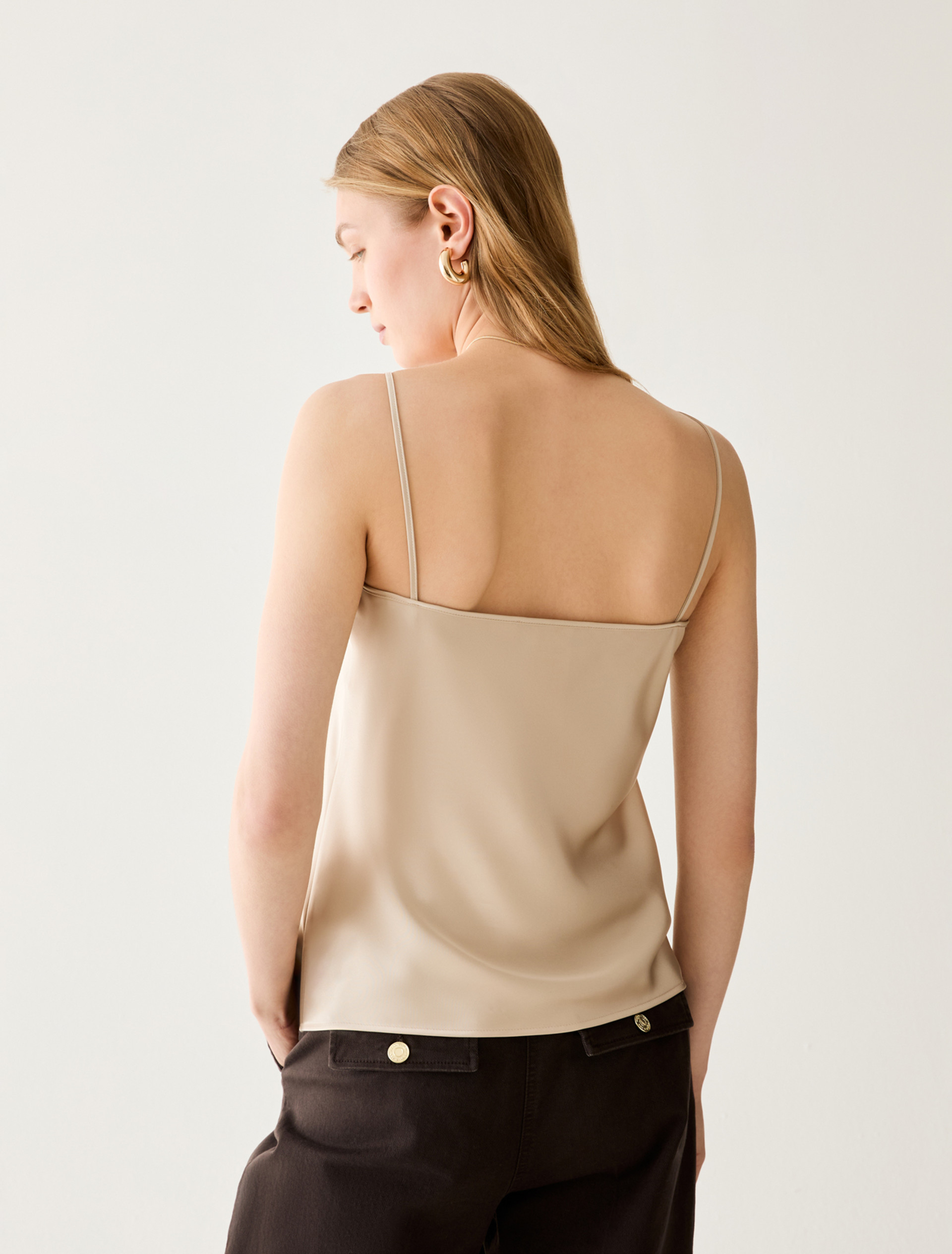 Lace-detail satin top - NATURAL - Pennyblack - 3
