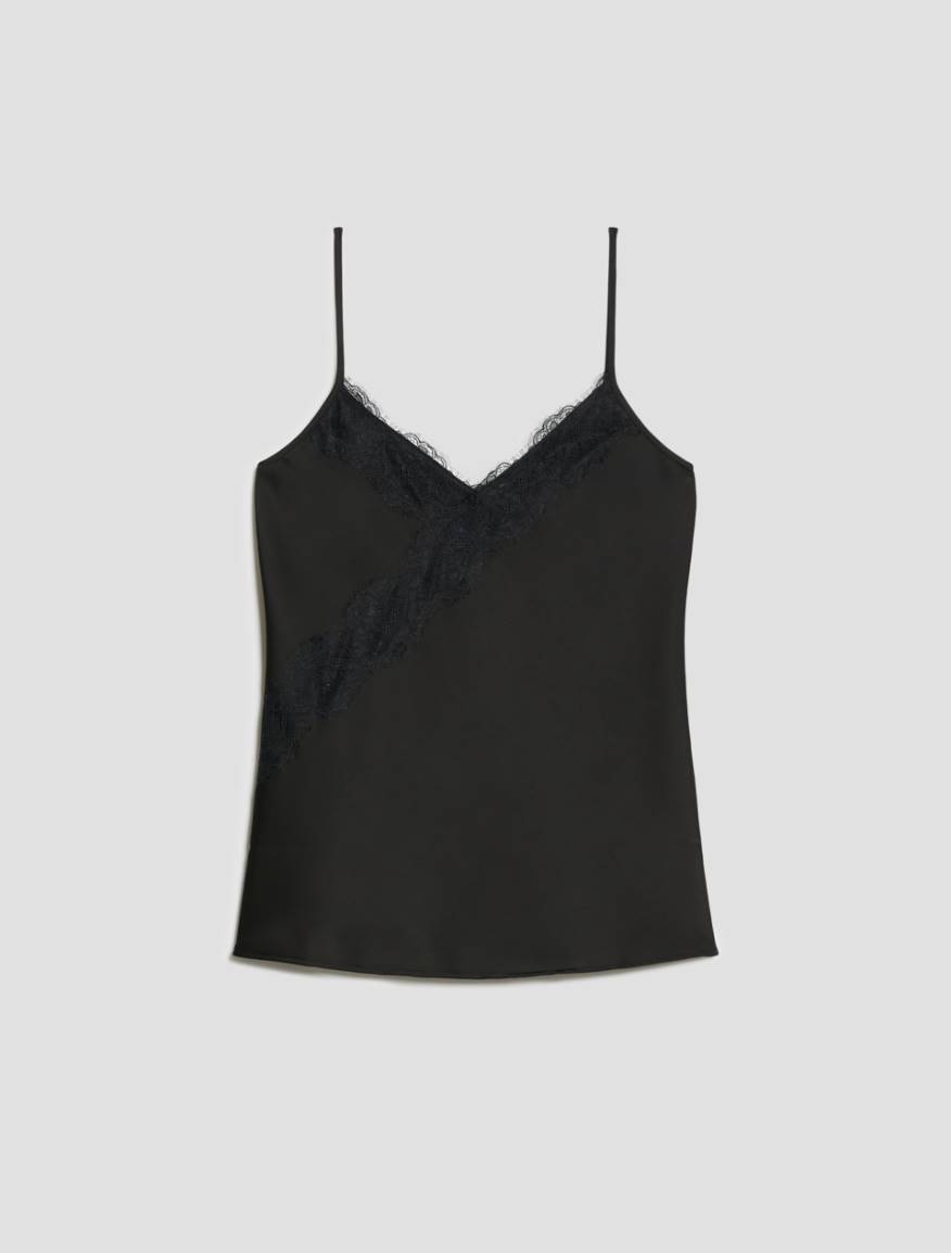 Lace-detail satin top - BLACK - Pennyblack - 2
