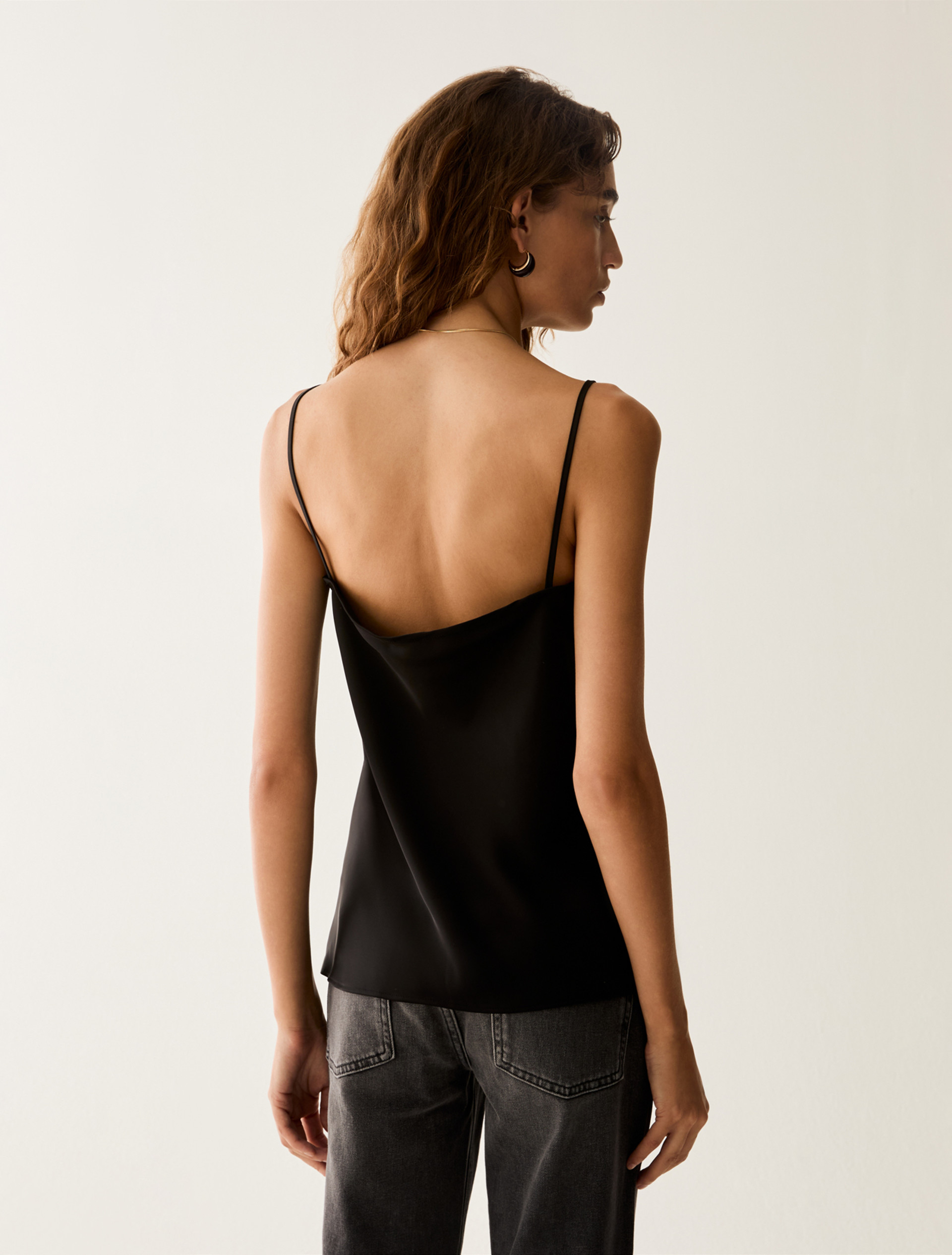 Lace-detail satin top - BLACK - Pennyblack - 3