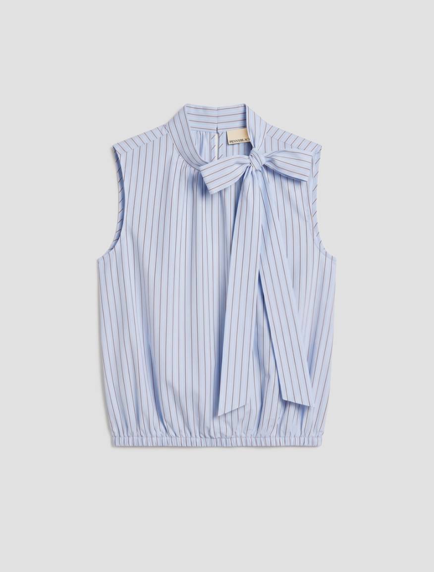 Poplin top with bow - LIGHT BLUE - Pennyblack - 2