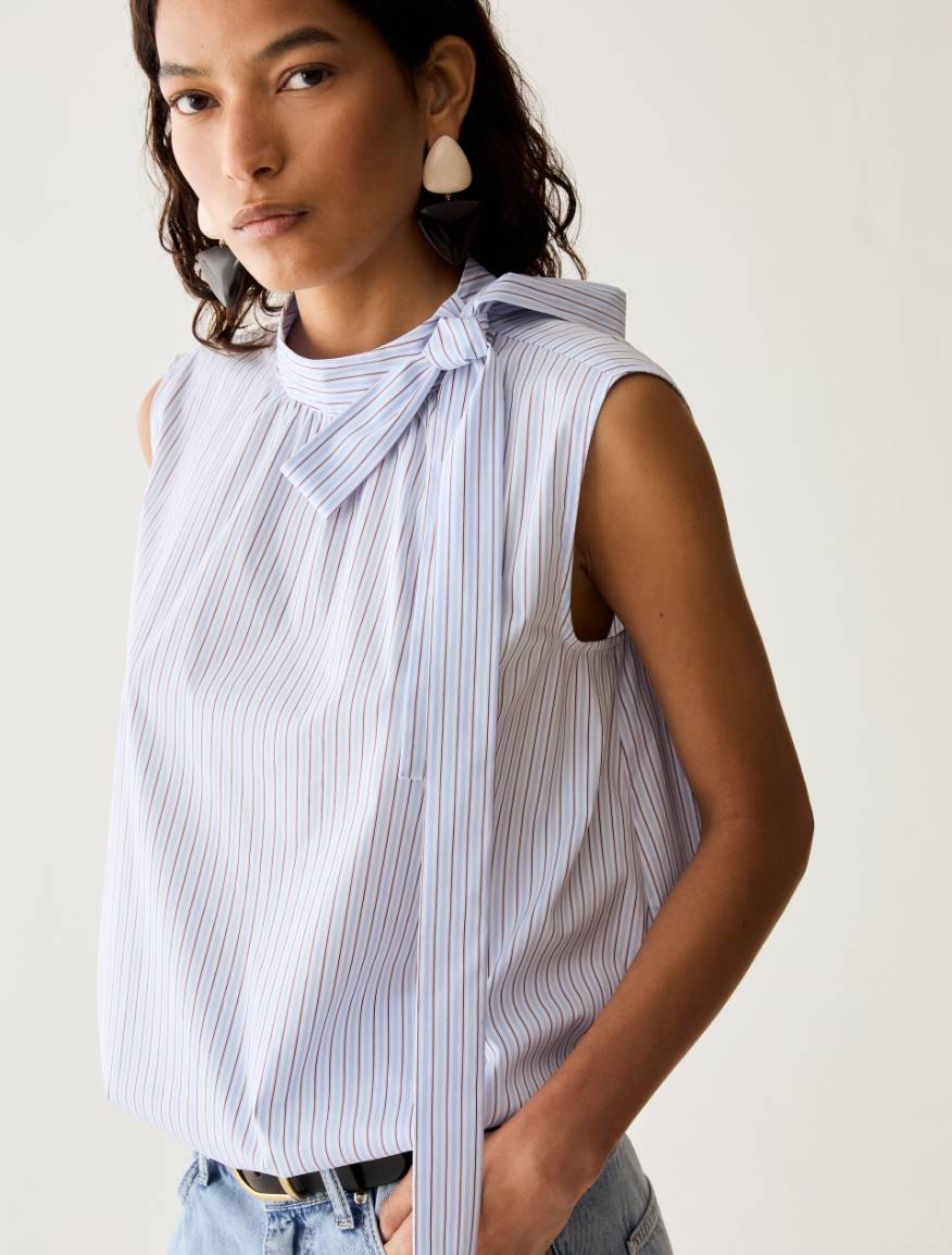 Poplin top with bow - LIGHT BLUE - Pennyblack - 4