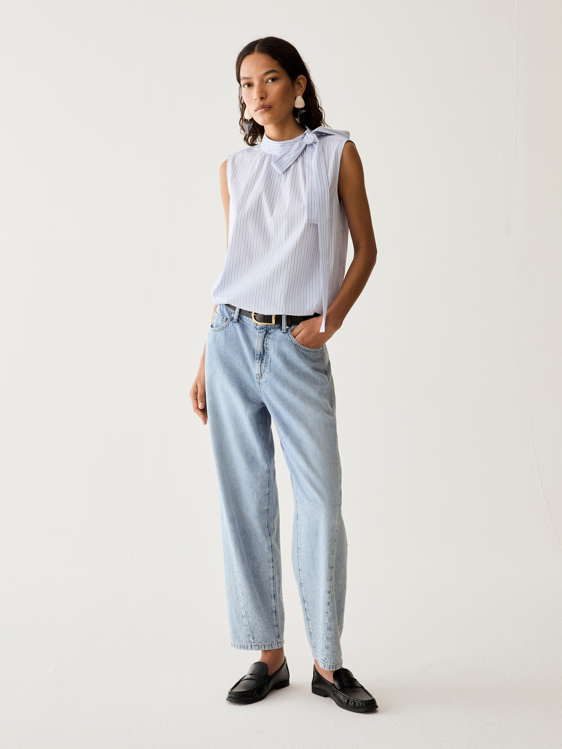 Poplin top with bow - LIGHT BLUE - Pennyblack - 5