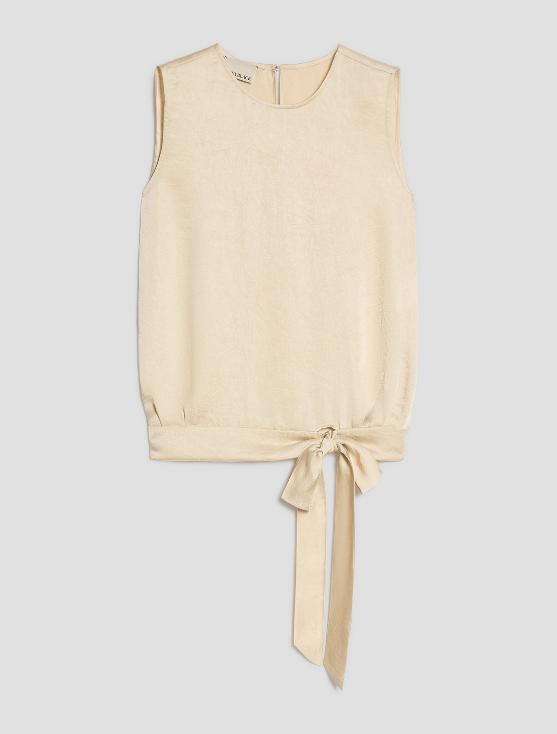 Bow-detail crinkle twill top - WOOL WHITE - Pennyblack - 2