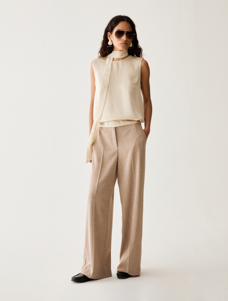 Bow-detail crinkle twill top - Pennyblack - 5