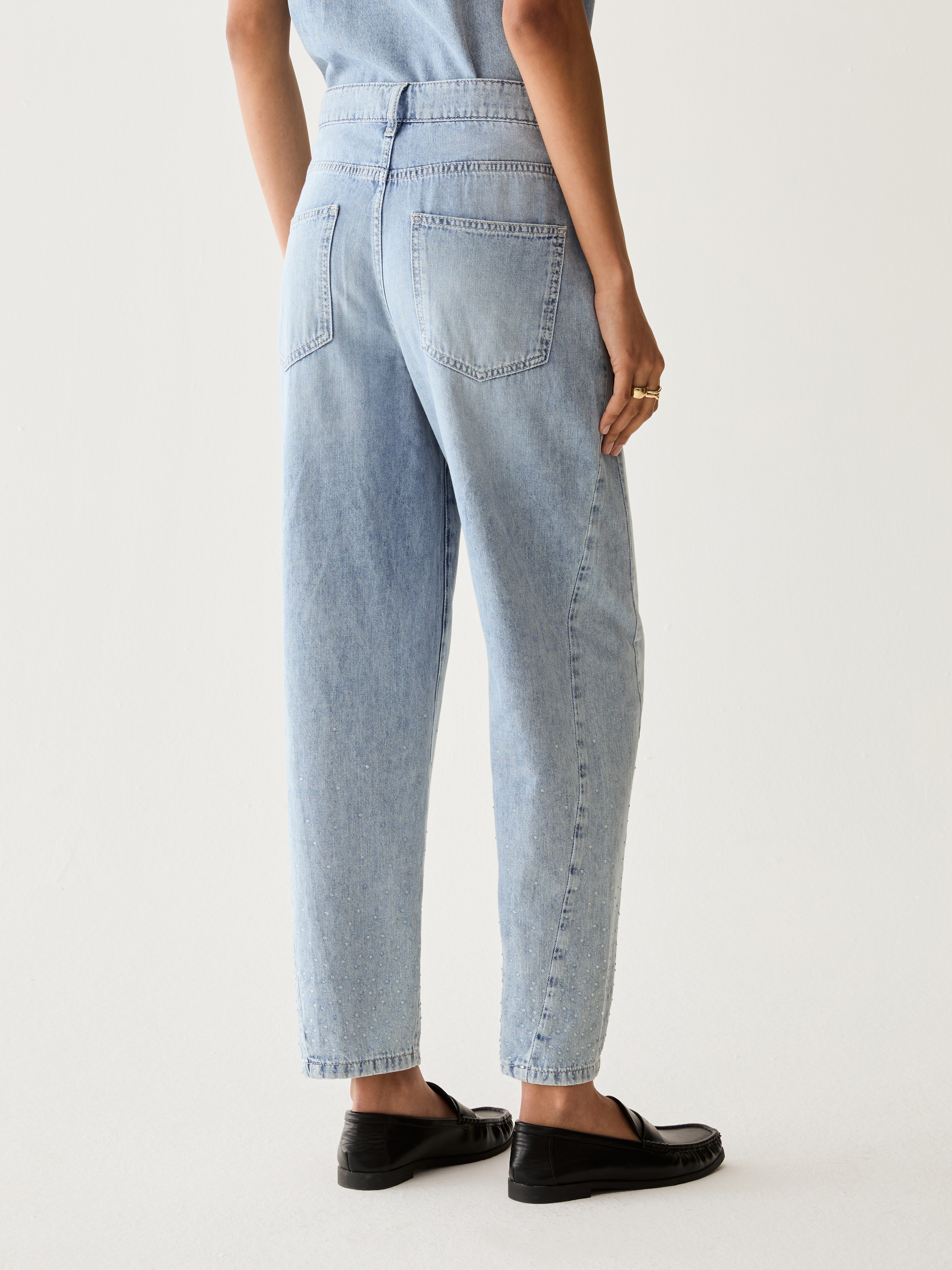 Raindrop barrel-leg jeans - DUST BLUE - Pennyblack - 3