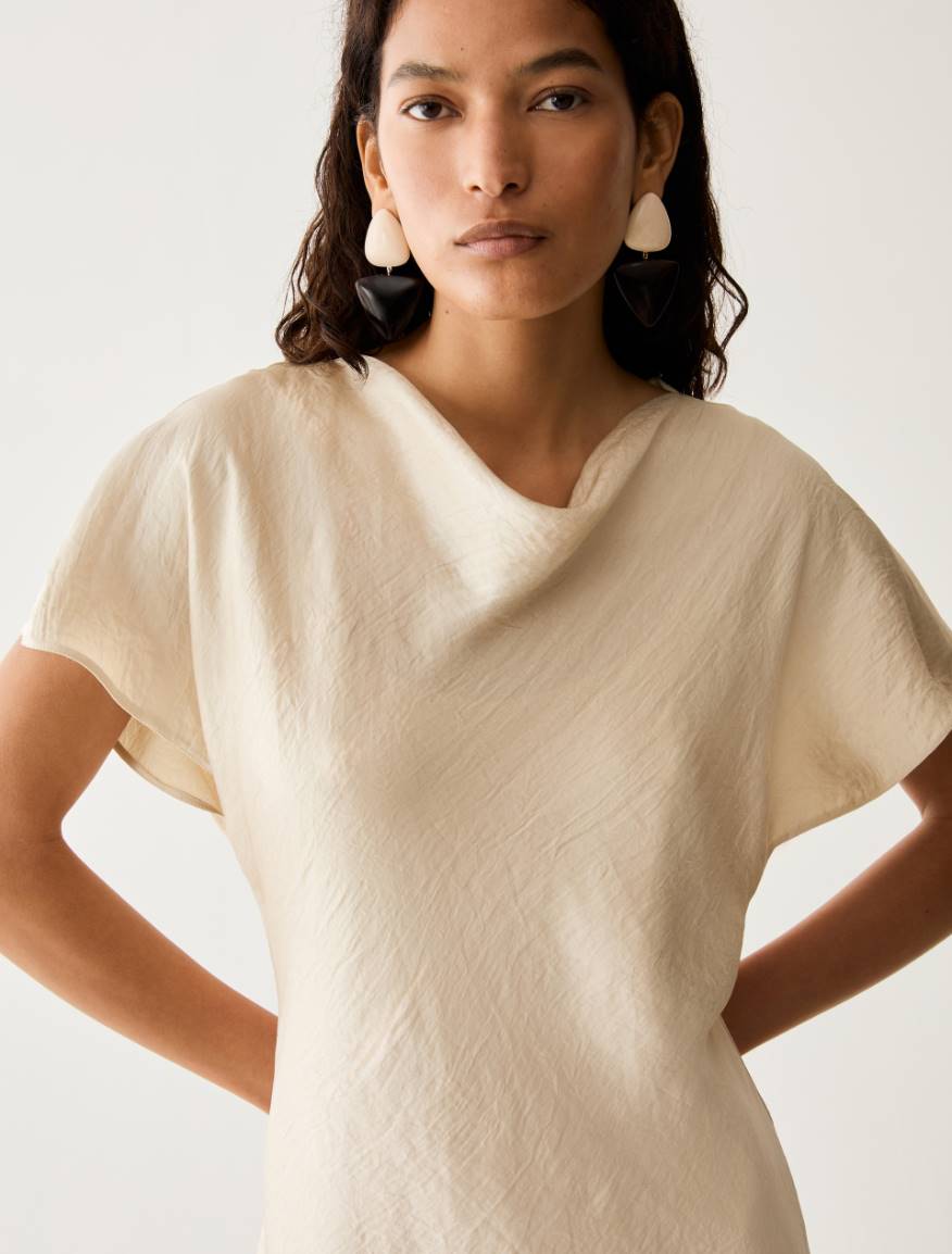 Crinkle twill midi dress - WOOL WHITE - Pennyblack - 4