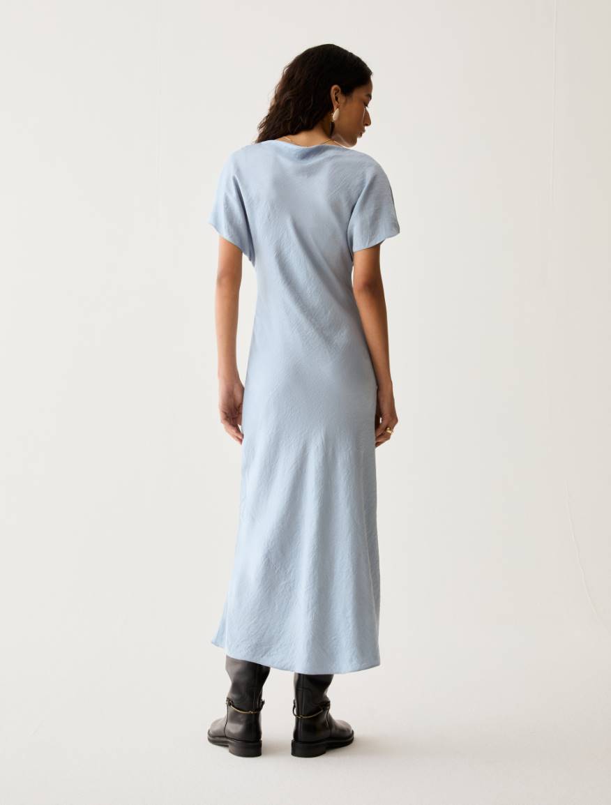 Crinkle twill midi dress - BLUE-GREY - Pennyblack - 3