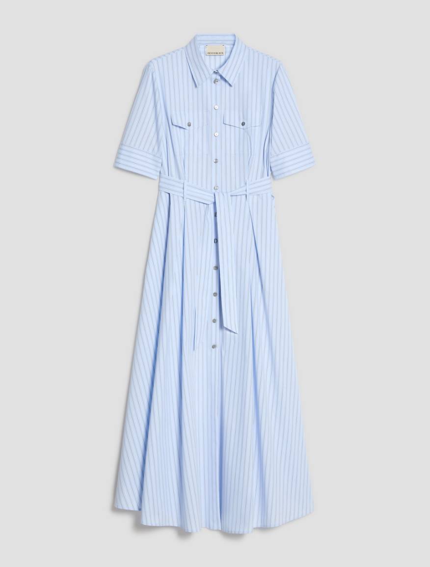 Long poplin shirt dress - LIGHT BLUE - Pennyblack - 2