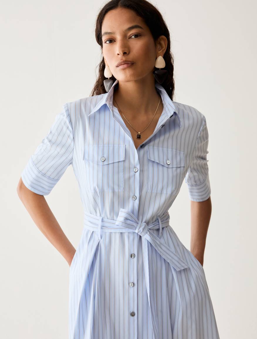 Long poplin shirt dress - LIGHT BLUE - Pennyblack - 4