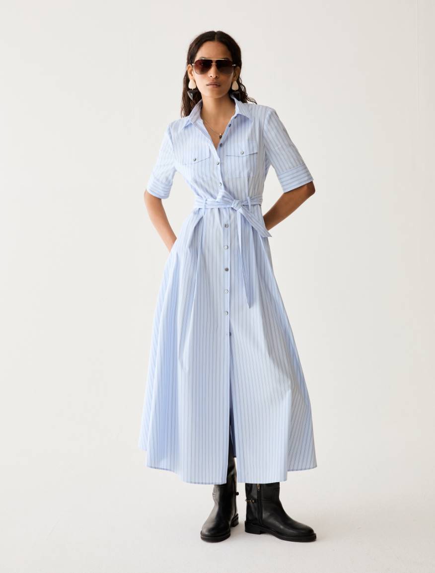 Long poplin shirt dress - LIGHT BLUE - Pennyblack - 5