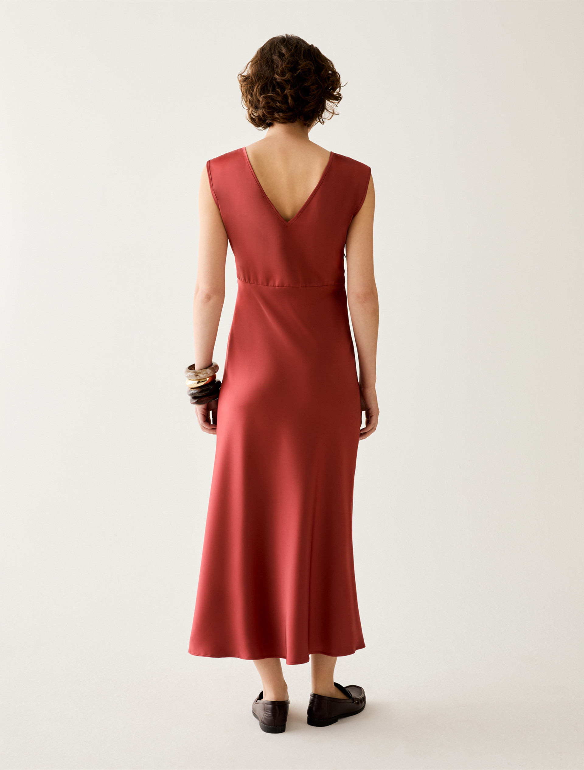 Satin dress with draping - RED - pennyblack