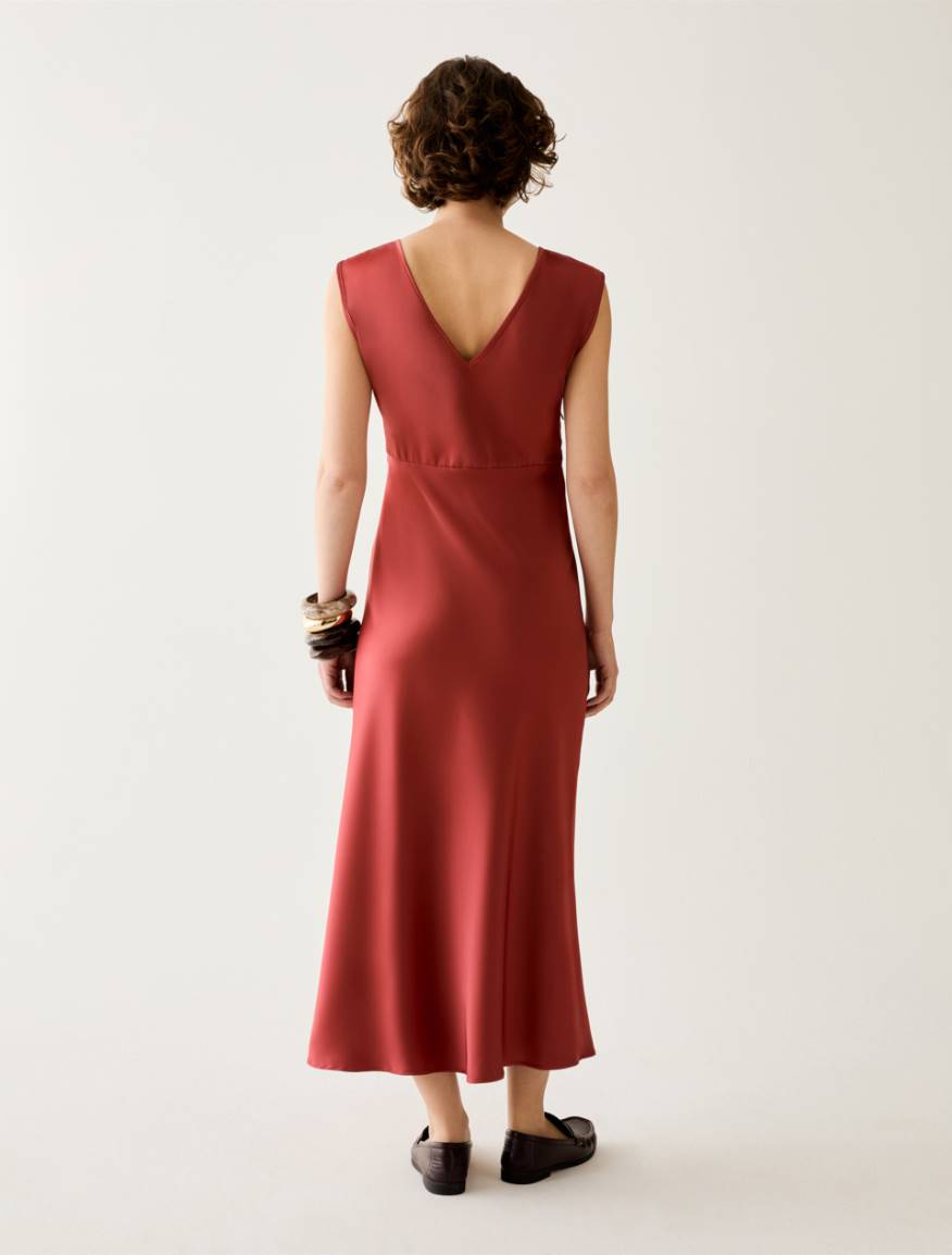 Satin dress with draping - RED - Pennyblack - 3