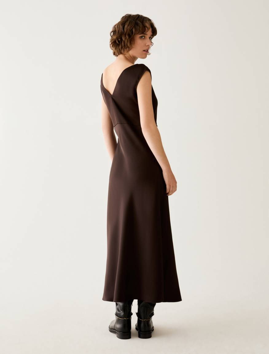 Satin dress with draping - DARK BOWN - Pennyblack - 3