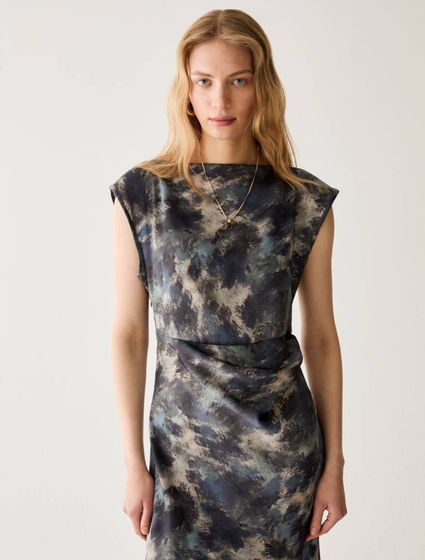 Satin dress with draping - LIGHT BLUE - Pennyblack - 4
