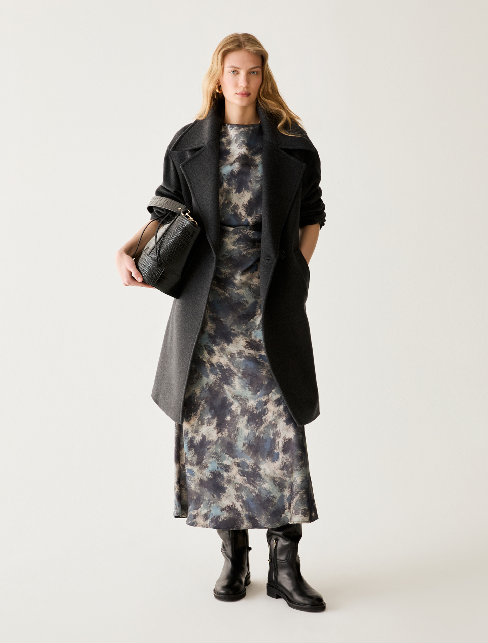 Satin dress with draping - LIGHT BLUE - Pennyblack - 5
