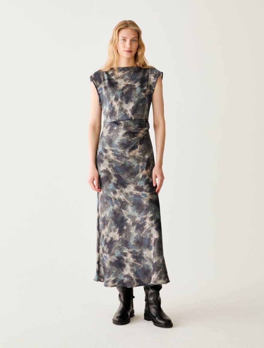 Satin dress with draping - LIGHT BLUE - Pennyblack