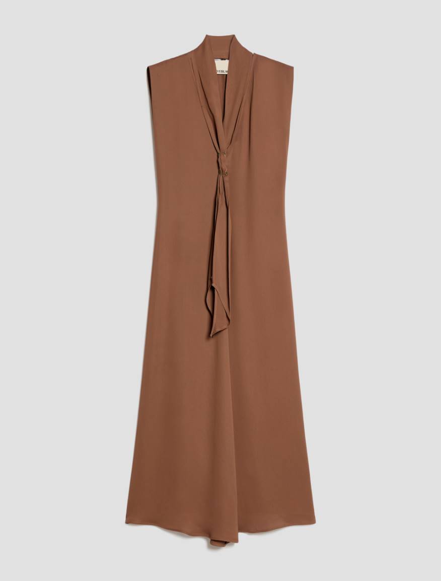 Double georgette midi dress - TOBACCO BROWN - Pennyblack - 2