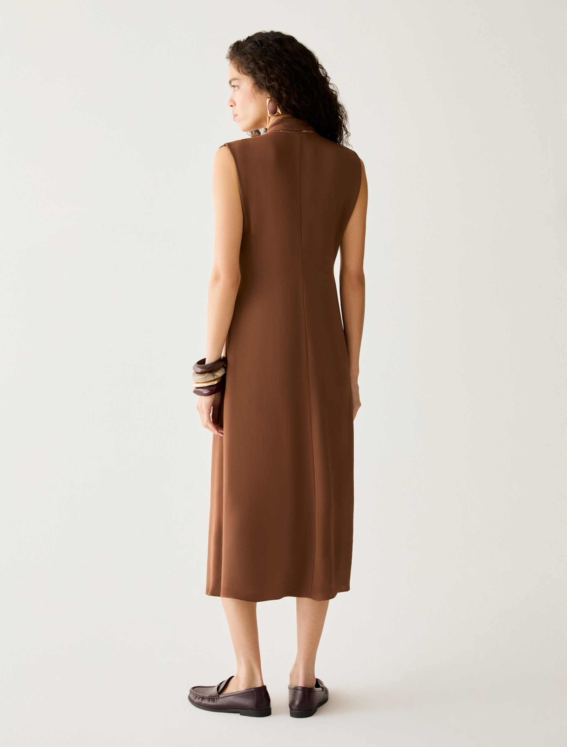 Double georgette midi dress - TOBACCO BROWN - Pennyblack - 3