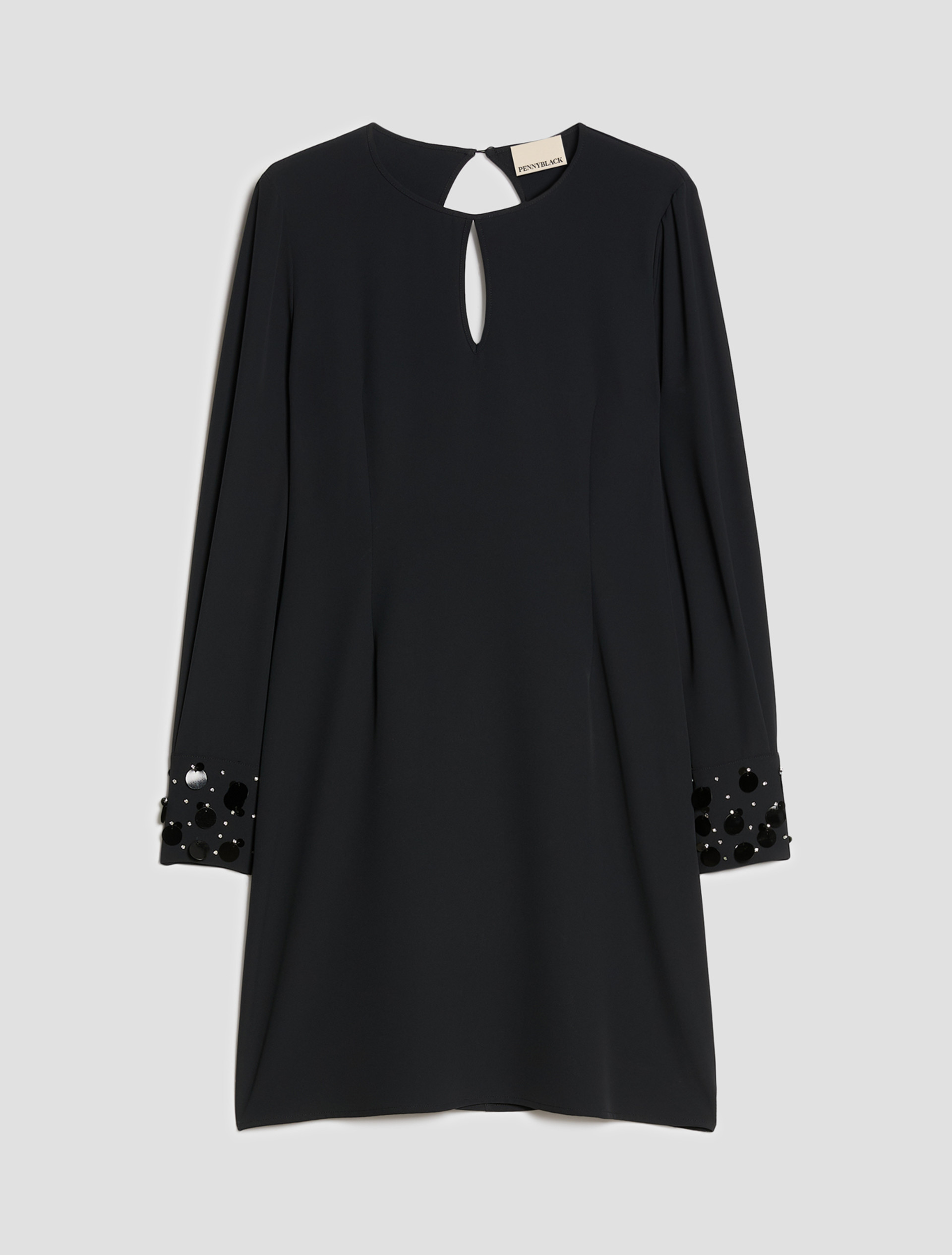 Sheath dress with bijou embroidery - BLACK - Pennyblack - 2