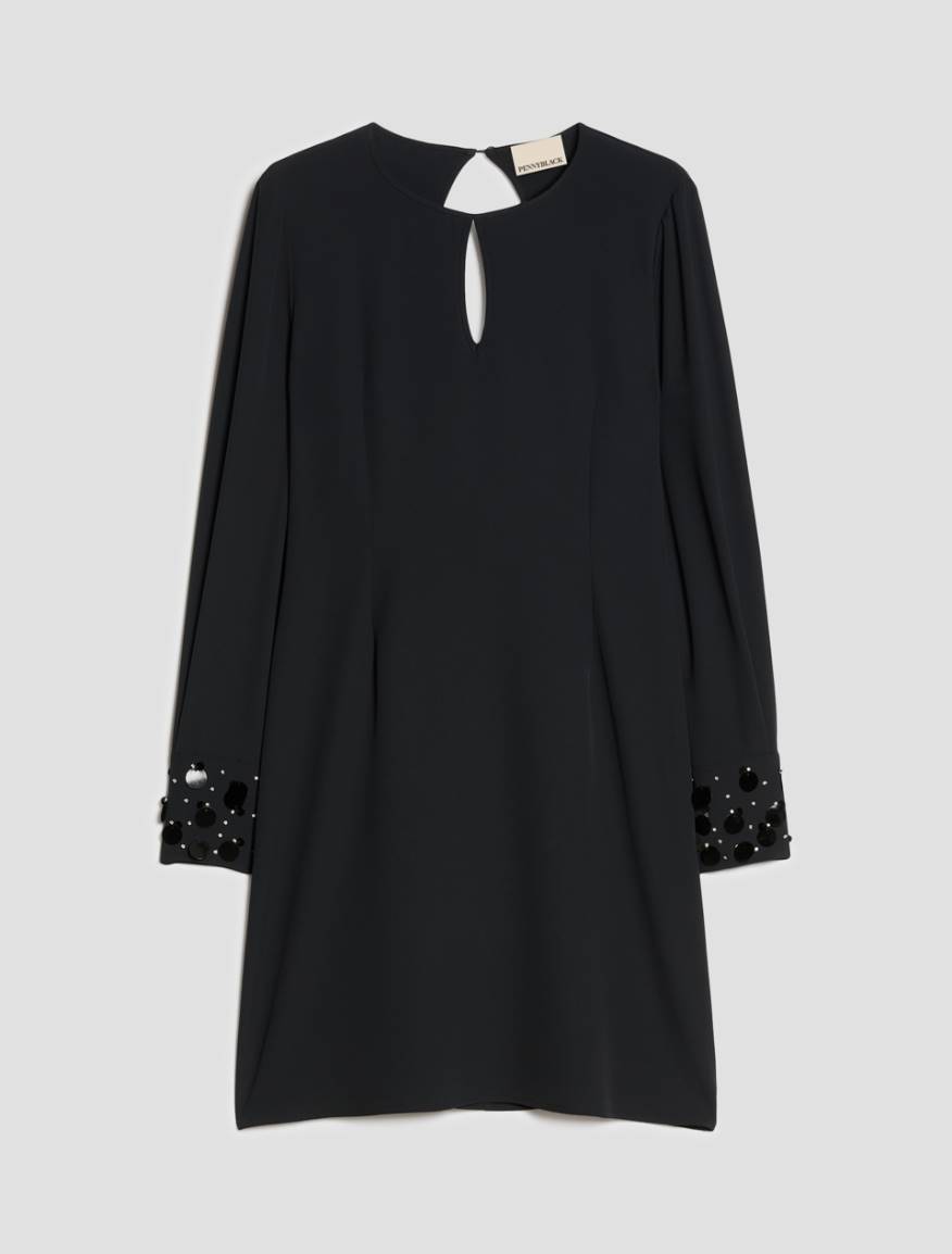 Sheath dress with bijou embroidery - BLACK - Pennyblack - 2
