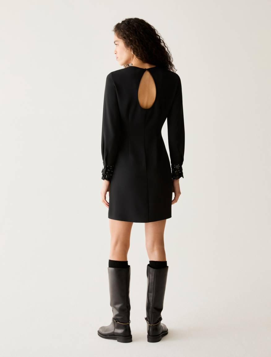 Sheath dress with bijou embroidery - BLACK - Pennyblack - 3