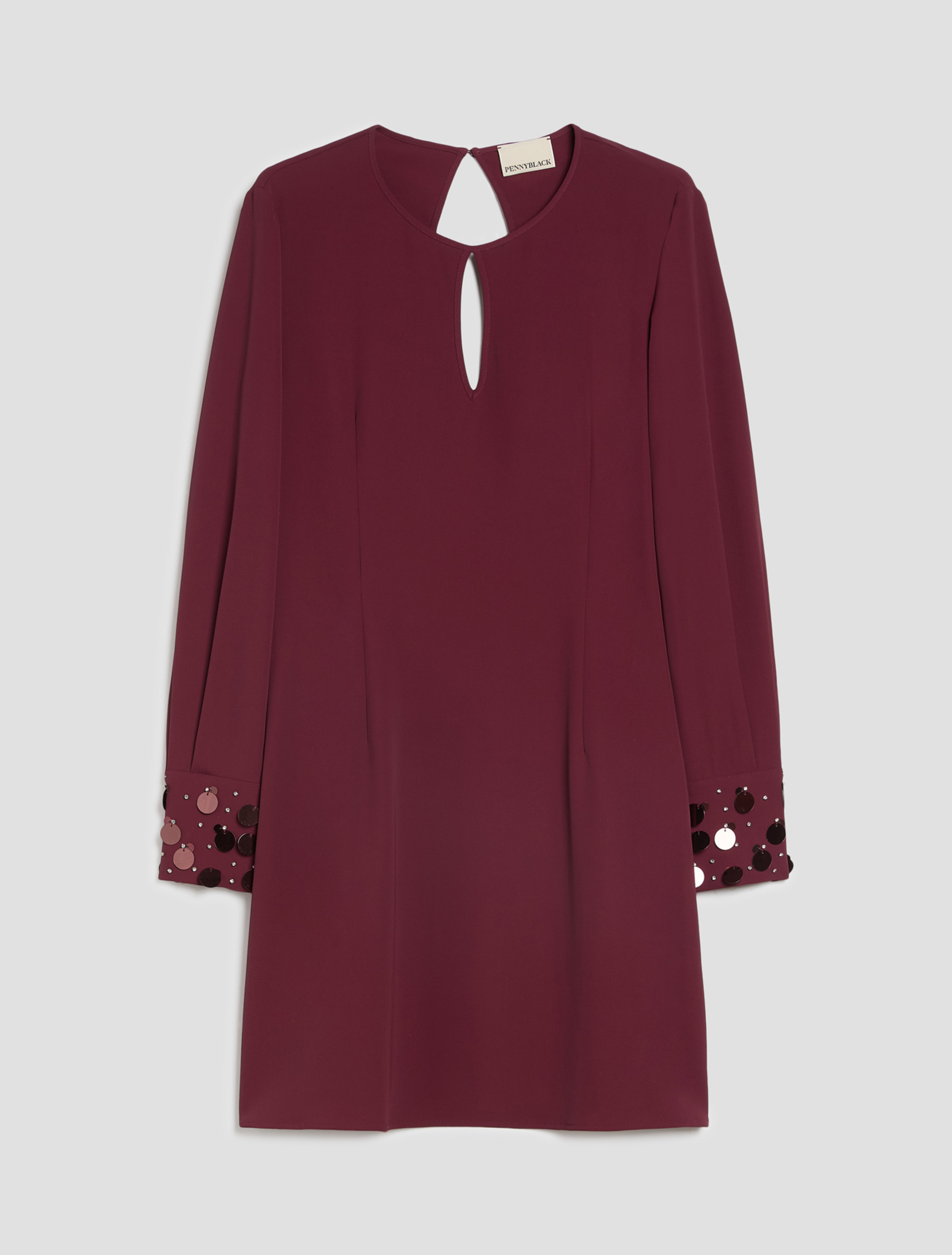Sheath dress with bijou embroidery - BORDEAUX - Pennyblack - 2