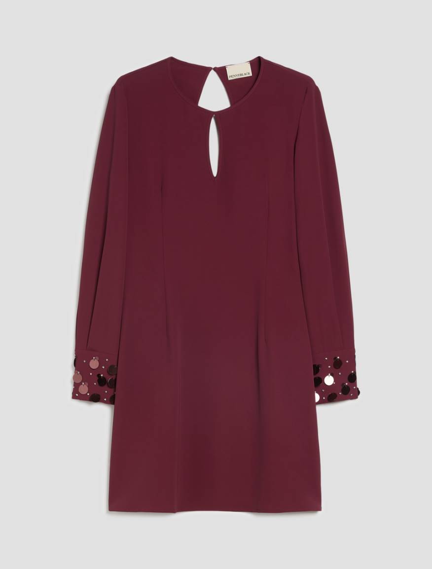 Sheath dress with bijou embroidery - BORDEAUX - Pennyblack - 2