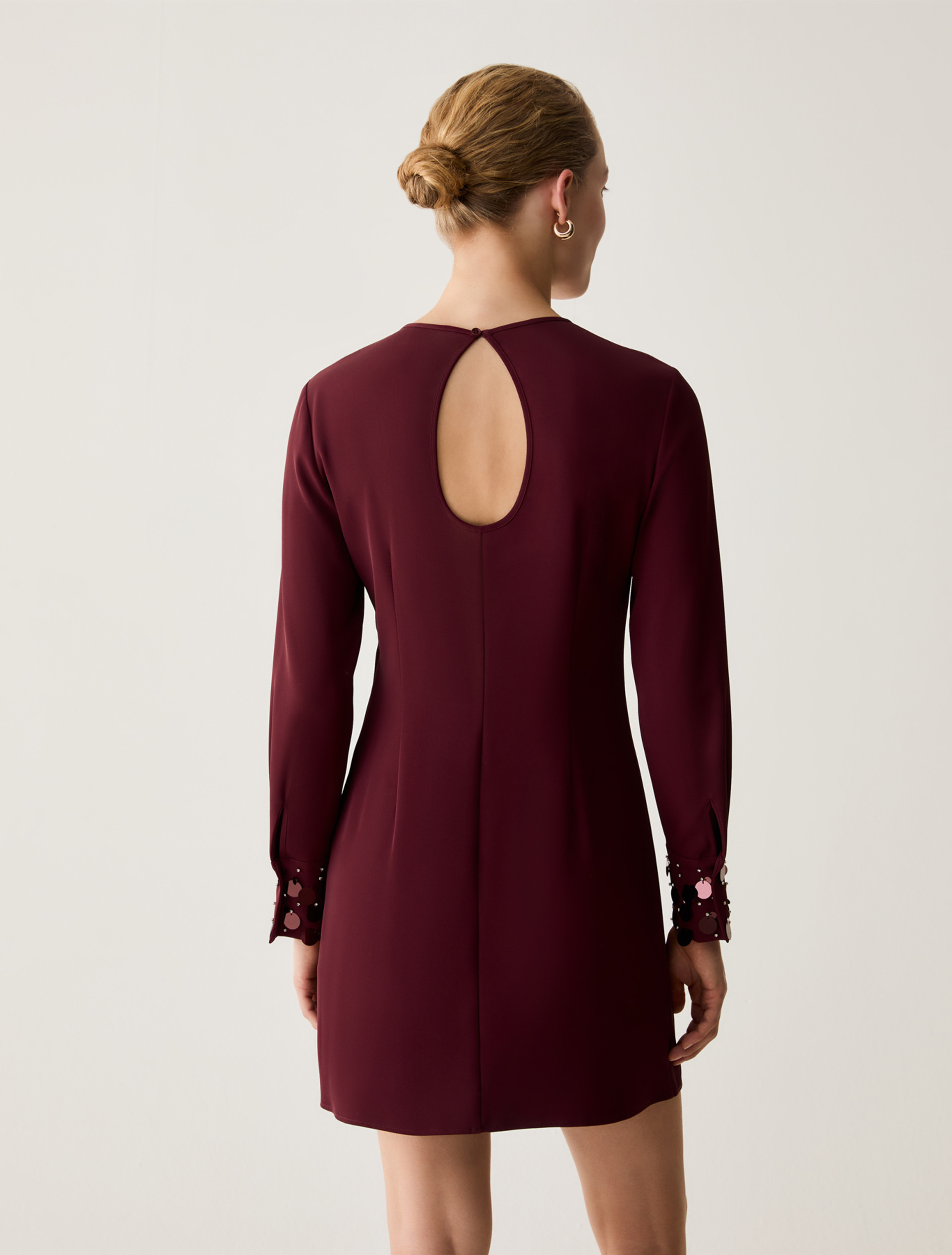 Sheath dress with bijou embroidery - BORDEAUX - Pennyblack - 3