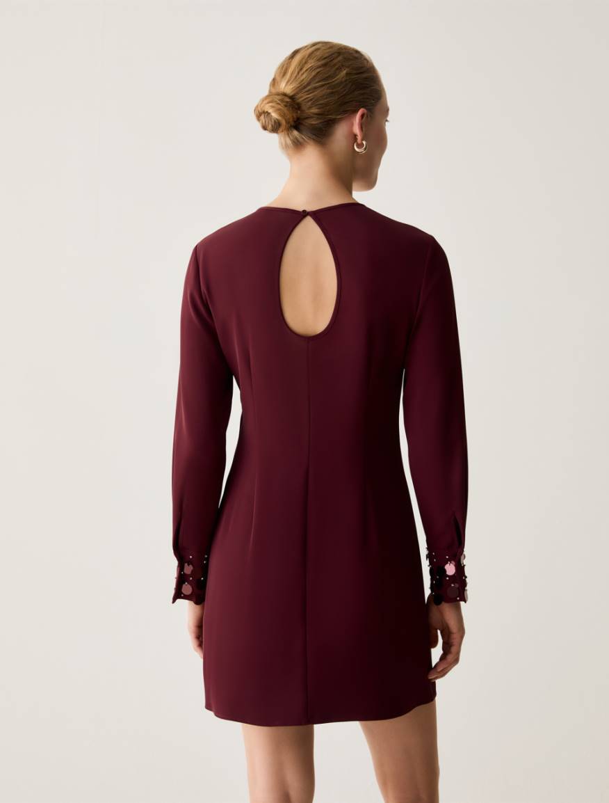 Sheath dress with bijou embroidery - BORDEAUX - Pennyblack - 3