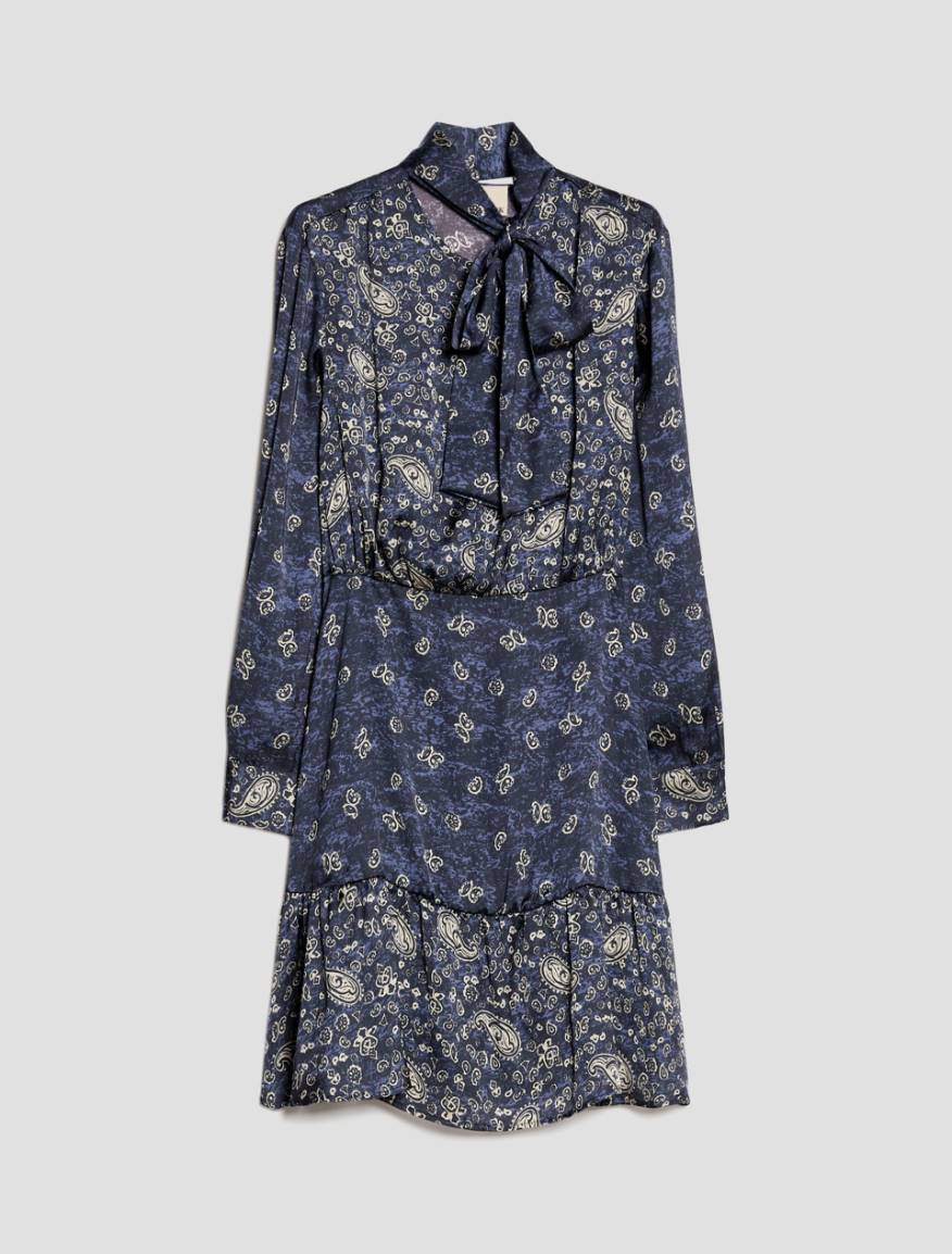 Paisley-print satin dress - NAVY - Pennyblack - 2